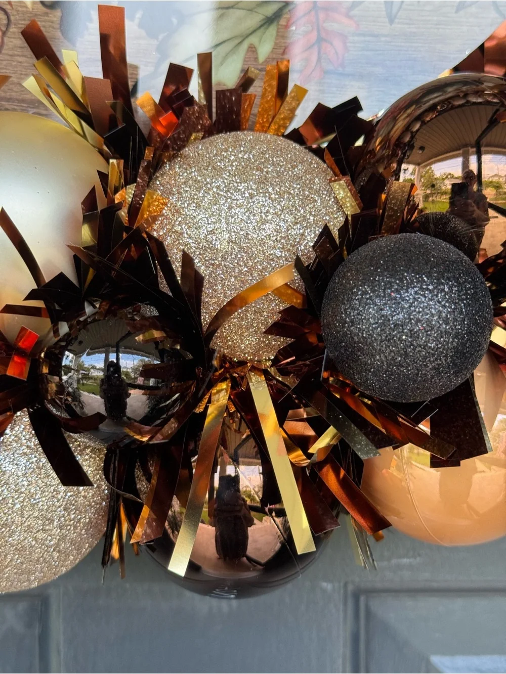 Harvest Orb Pumpkin Wreath in Orange, Black & Cream
